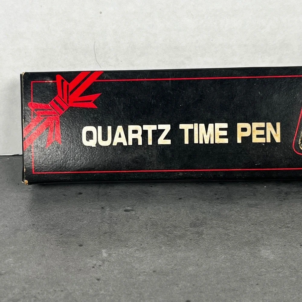 Vintage Bank of Lansing Quartz Time Pen LCD Digital Clock Silver Tone Promo Box